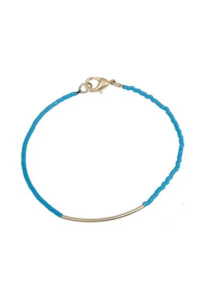 Mint Glass Bead & Tube - Blu Donna Braccialetto (D4219)